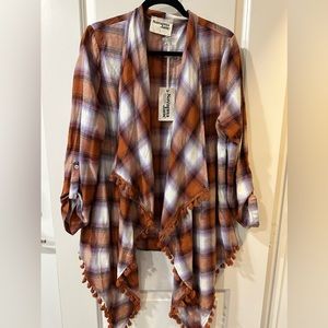 Drape Front Flannel Top L